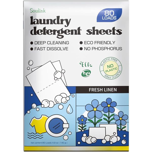 Laundry Detergent Sheets Up to 80 Loads, Eco Friendly 80 Count (Pack of 1)