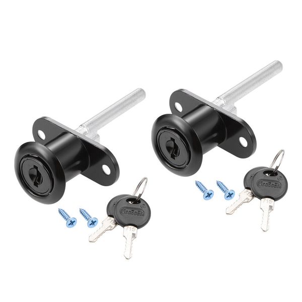 2pcs Drawer Lock 16mm Cylinder Diameter for Desk Cabinet Locker Showcase Black