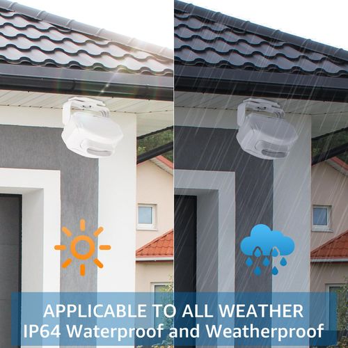 NineLeaf Outdoor Motion Detectors, Outdoor Motion Sensor Alarm, Dog Cat Doorbell, IP64 Waterproof Store Welcome Door Bell Chime, Radar Infrared Driveway Alarm for Shop Store Office Home Mailbox Garage