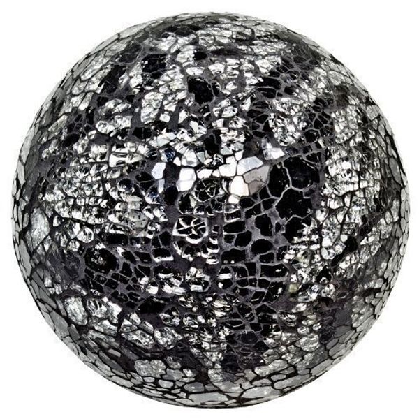 Medium Silver and Black Mosaic Glass Balls
