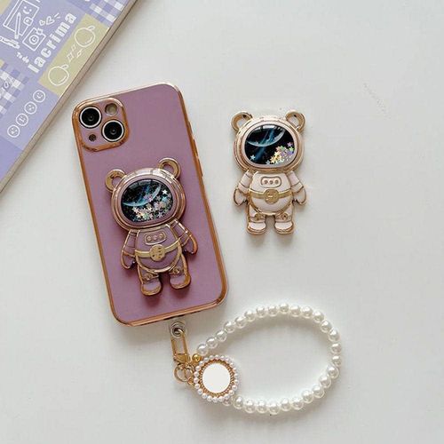 Phone Stand Holder, Cell Phone Astronaut Hidden Kickstand for Desk, Astronaut Phone Holder, Adjustable Tablet Phone Ring Stand with 3D Moving Star Sequins Cell Phones Accessories,Astronaut Phone Stand