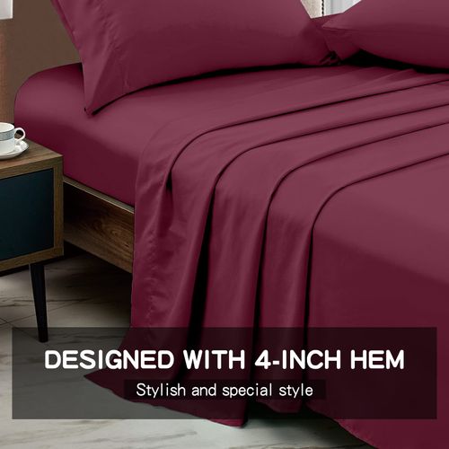 FreshCulture Full Flat Sheets Only 2 Pack - Hotel Quality Flat Bed Sheets - Brushed Microfiber - Ultra Soft & Breathable - Wrinkle-Free - Easy Care - Flat Sheets Only Full Size (Burgundy)