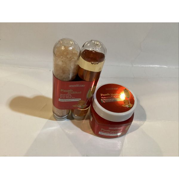 THE SPATHECARY PEACH BELLINI PUNCH BODY  SCRUB & BATH SALT & BODY WASH SET