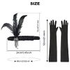 VIKSAUN 2 Pieces 1920s Flapper Headband Accessories Set, Vintage Flapper Feather Headband, Black Long Gloves, Feather Headband, Costume Prom Wedding Carnival Party, 20s Hair Accessories (2 Pieces)