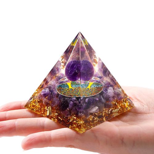 MAIBAOTA 2.4" Amethyst Orgonite Healing Crystals Orgone Energy Tower Gifts for Beginners Protection Energy Reiki Spiritual Balancing Meditation Chakra Positive Crystal