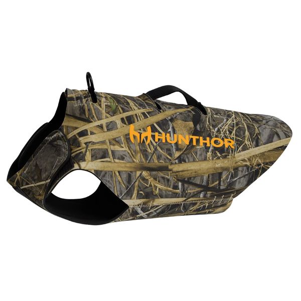 Hunthor Dog Hunting Vest, 5 mm Neoprene Dog Vest Hunting, Adjustable Dog Hunting Vest Waterfowl for Duck Hunting (Camo, L)