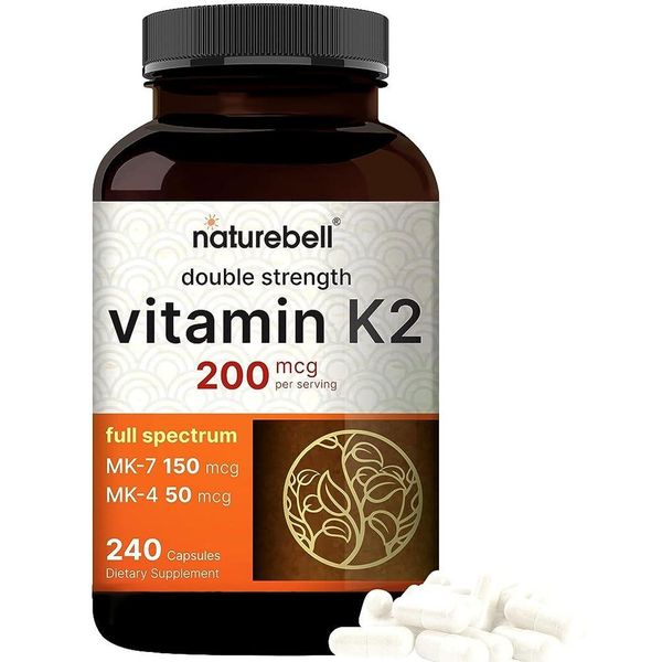 NatureBell Vitamin K Complex K1 + K2 (MK-7 and MK-4) 2 600 mcg per serving 300 Coconut Oil Softgels | Maximum Absorption - Full Spectrum K Vita