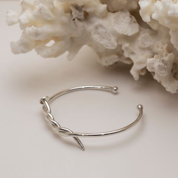 925 Silver Handmade Twisted Nail Bangle Silver Bracelet