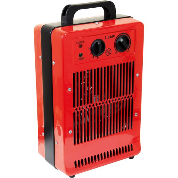 Prem-i-air Elite Electric 2.8kW Turbo Fan PTC Metal Space Heater With Thermostat, 3 Fan Heat Settings and Carry Handle for use in Workshops, Garages, Offices, Shops, Sheds, Greenhouses and Restaurants