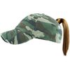 Funky Junque Distressed Trucker Dad Hat Messy Bun Ponytail Baseball Pony Cap - Camo