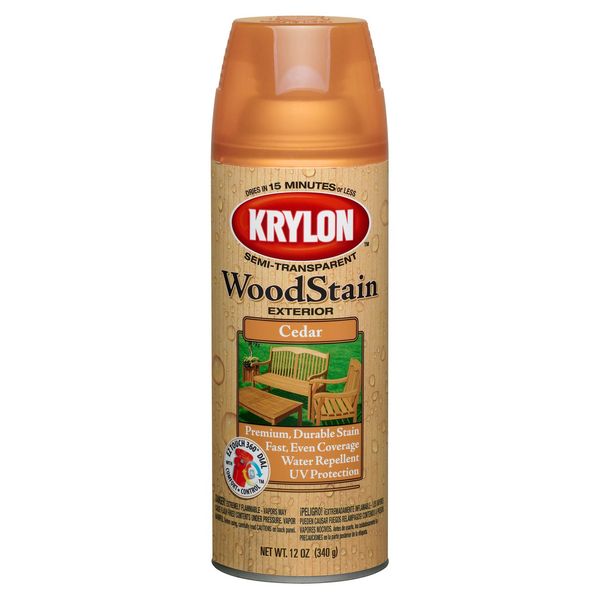 Krylon K03601000 Exterior Semi-Transparent Wood Stain, Cedar, 12 Ounce