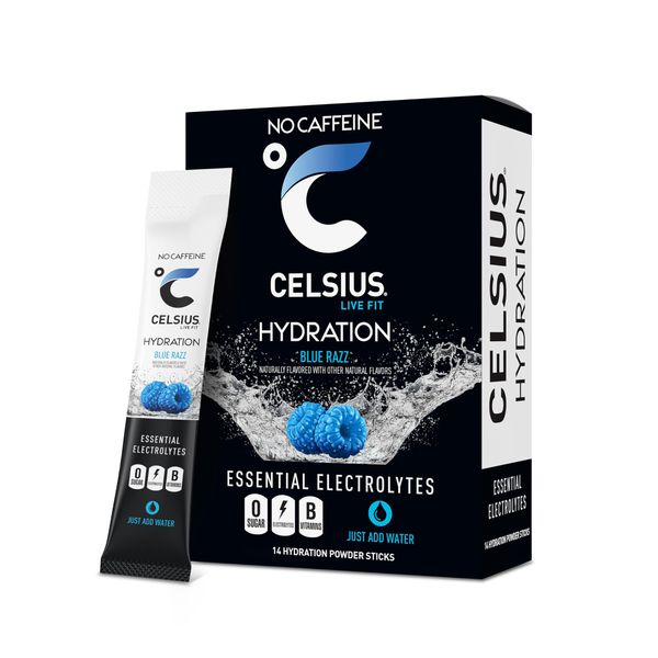 CELSIUS Hydration™ Blue Razz Flavor, Essential Electrolyte Hydration Packets (Pack of 14)