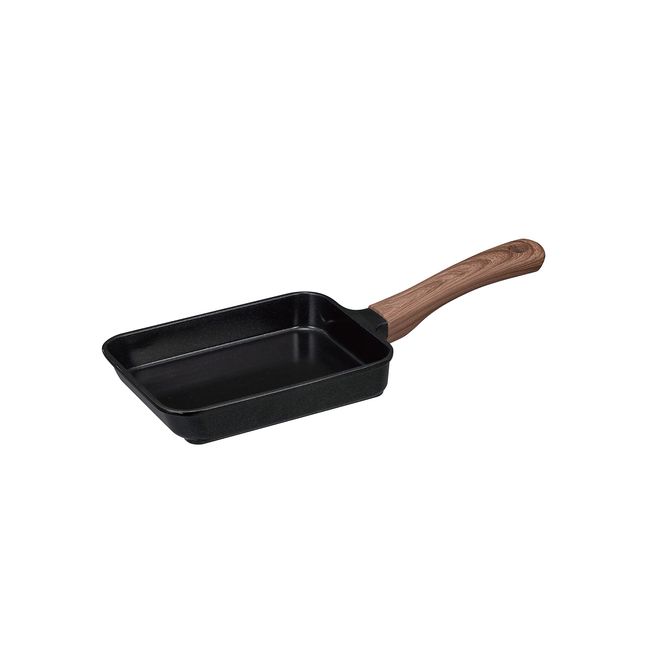 CB Japan MC copan Egg Frying Pan, 4.7 x 6.7 inches (12 x 17 cm), Induction Compatible, Ceramic Processing, Wood-like Handle, Black, Mini Egg