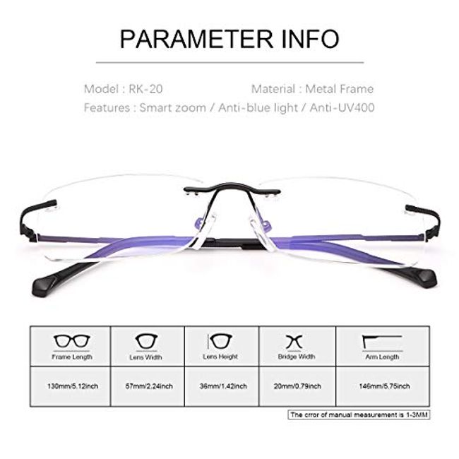 New Magnifying Reading Glasses with Light Power Zoom Reader Clear