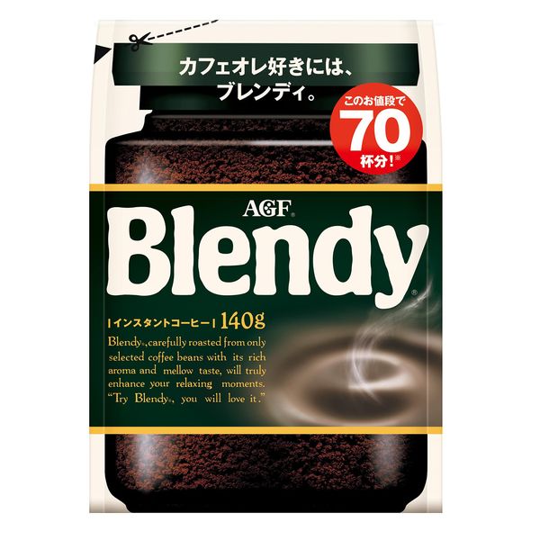 AGF(エージーエフ) ブレンディ 袋 140g 【 インスタントコーヒー 】【 水に溶けるコーヒー 】【 カフェオレ 好きに 】【 詰め替え 】