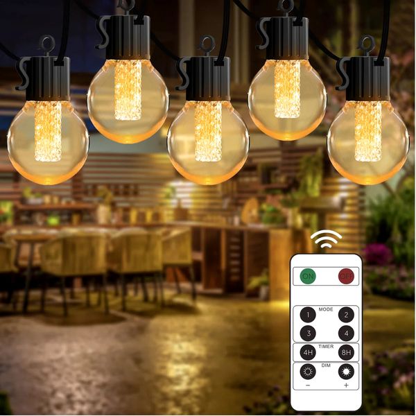 G40 50LED String Lights Warm White Dimmable 49Feet Remote Control Christmas Deco