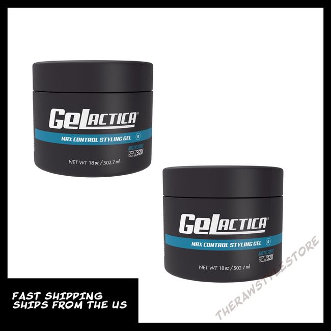 2x GeLactica Styling Hair Gel For Men MAX CONTROL Arctic Scent Water Base 16.8oz