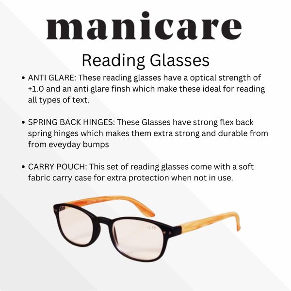 Manicare Matt Metal Blue / Wood Effect, + 1.5 Optical Strength