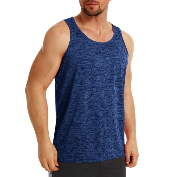 MAGCOMSEN Herren Leicht Tanktop Fitness Stringer Achselshirt Ärmelloses Elastische Trainingsshirt Herren Schnelltrocknend Muskel Tank Tops Atmungsaktiv Sport Shirt für Jogging Lässige Blau S