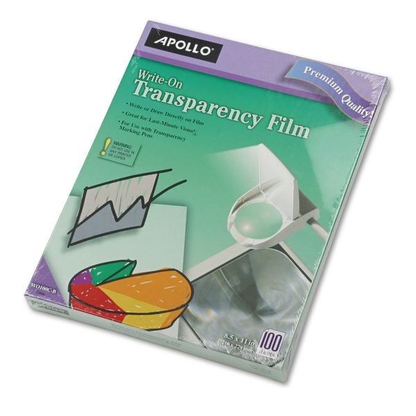 Write-On Transparency Film, Letter, Clear, 100/Box [ESS]