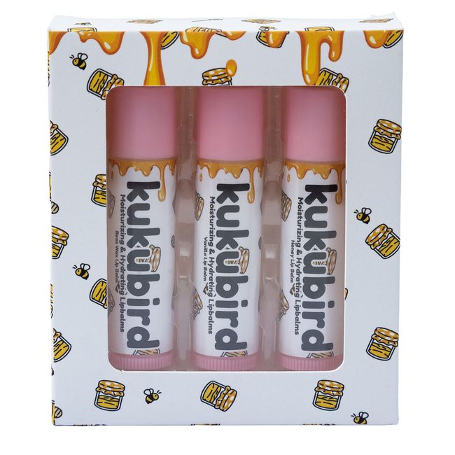 Kukubird Moisturising 3pc Set Lip Balms (Honey)