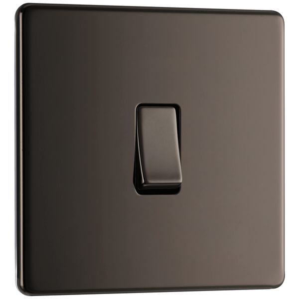 BG Electrical fbn12 Screwless Flat Plate Single Light Switch, Black Nickel, 2-Way, 16AX, 2.0 cm*2.0 cm*2.0 cm