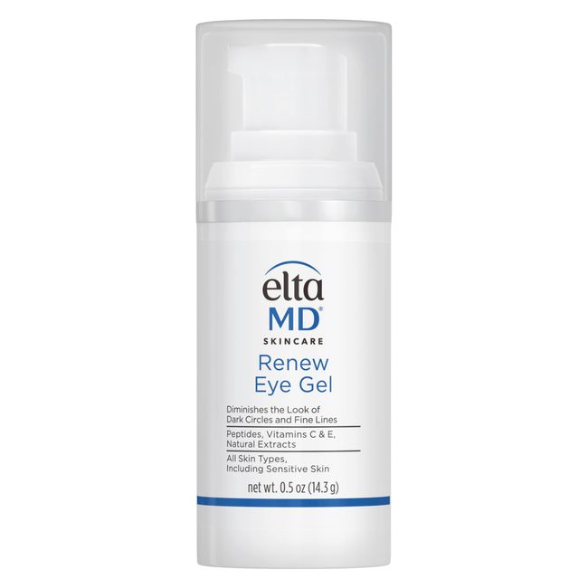 EltaMD Renew Eye Gel, Minimizes Under Eye Bags and Dark Circles, Under Eye Brightener, Helps Reduce Wrinkles and Fine Lines, Oil Free Formula, Anti Aging Eye Serum for Face, 0.5 oz Pump