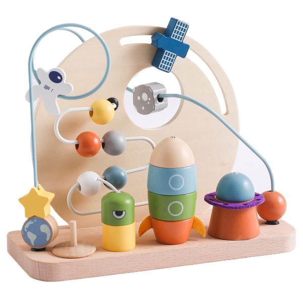 let's make Holzspielzeug Motorikschleife ab 1 Jahr -Motorikspielzeug Holz Motorikbrett Spielzeug Spielbogen Holz Wickeltisch Bio Holzspielzeug Baby Labyrinth