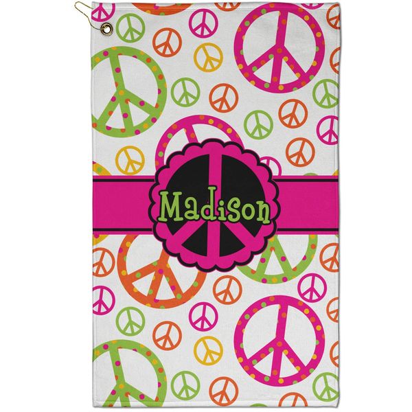 RNK Shops Personalized Peace Sign Golf Towel - Poly-Cotton Blend - Small w/Name or Text