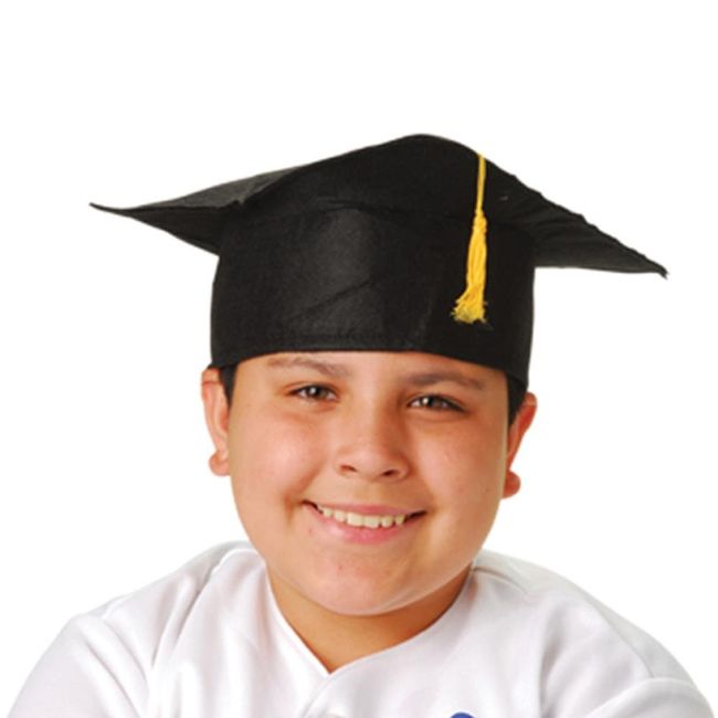 Child Size Graduation Caps - Black Felt, 12-Pack