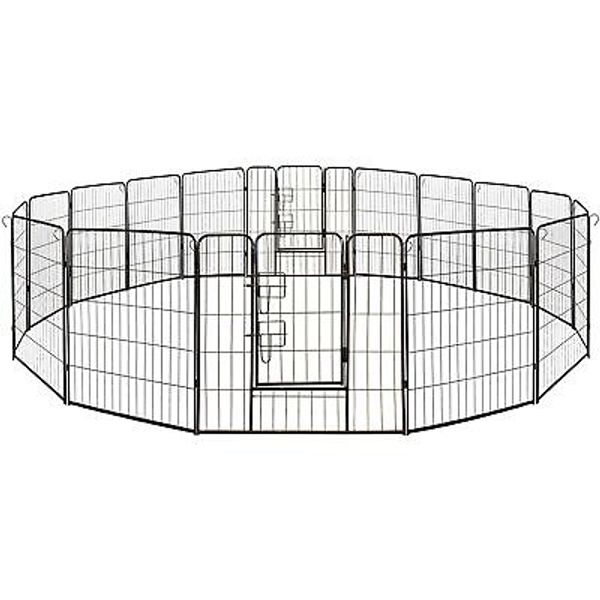 ALEKO Folding Pet Playpen 16 Panel Dog Kennel Exercise Cage Fence 32X32 In