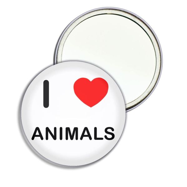 I Love Animals - 77mm Round Compact Mirror