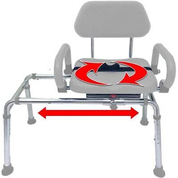 Platinum Health Carousel Sliding Shower Chair Transfer Bench with Swivel Seat