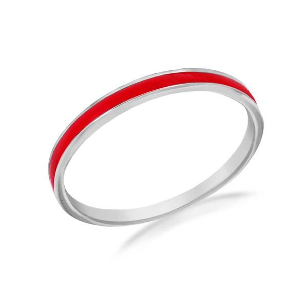 Tuscany Silver Women's Sterling Silver Red Enamel Stacking Ring, Size L