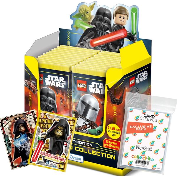 Bundle with Blue Ocean Lego Star Wars Series 4 Trading Cards - 1 Display (36 Boosters) + 2 Limited Star Wars Cards + Exclusive Collect-it Cases