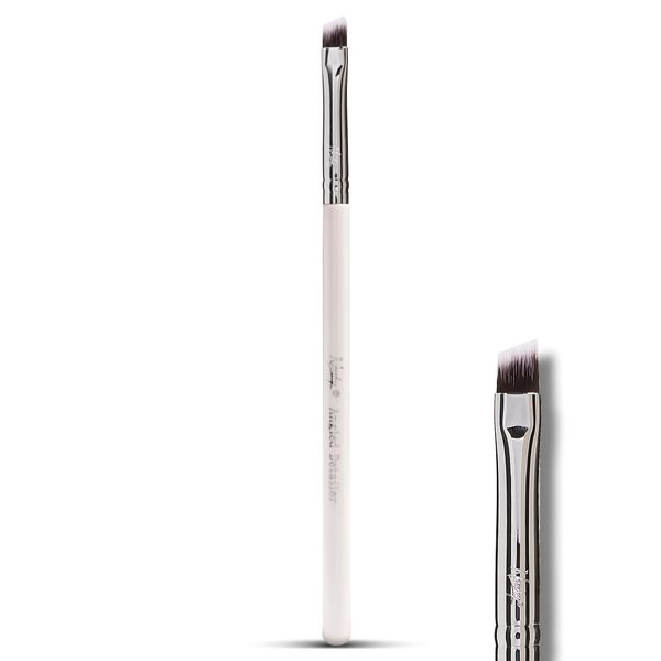 Nanshy Brow Brush & Angled Eyeliner Brush 2-in-1 Detailer Multi Purpose Eyebrow Brush - Thin Fine Line Eye Brow Brush with Precision Fine Angle Tip - Vegan & Cruelty-Free Eye Makeup Brushes - White