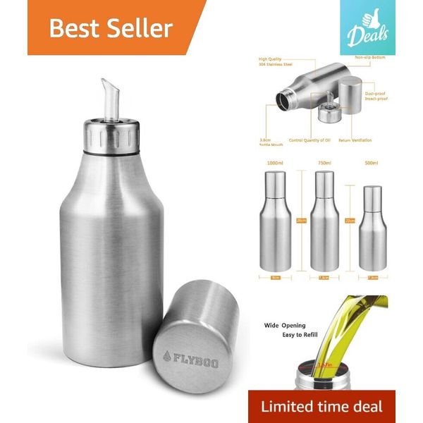 Food-Grade Stainless Steel Oil Bottle - 34oz Olive Oil Dispenser - Leak Proof