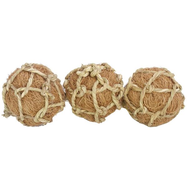 Bonka Bird Toys 1276 (Pk3) Coconut Fiber Balls 3", Parrot Foot Talon Chew Forage Cage Toy, Amazon, African Grey, Pionus, and Similar