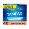 Tampax Cardboard Applicator Tampons, Super Plus Absorbency, 40 Count