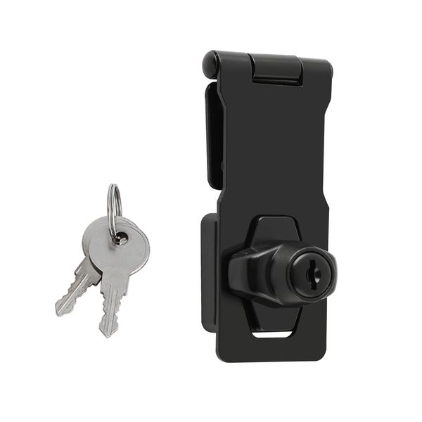 SAYAYO Shed Lock with 2 Keys, Door Lock Garden Gate Latch Bolt Security for Wooden Gates, 4 Inches Metal Light Black Finished, EMS1100B-4