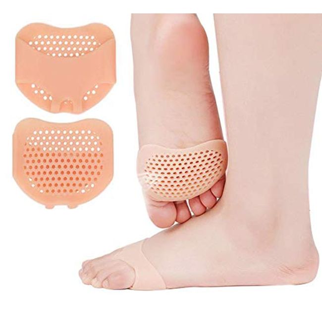 Lumiele Foot Protective Pads, Mesh Bottom Support Gel Cushion, Fish Eyes, Callus and Blister Prevention, Cracked Feet and Shock Absorption, Set of 4 (Skin)