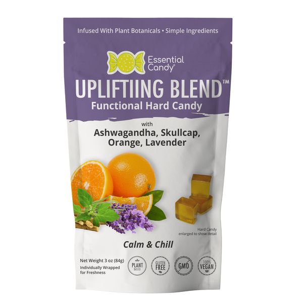 Uplifting Blend Functional Hard Candy, Tranquil and Chill Balance, Organic Ashwagandha, Skullcap, Orange, Lavender, Gluten-Free, Non-GMO, Vegan