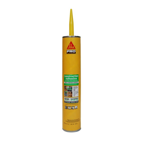 SikaBond Construction Adhesive, Gray, Advanced polyurethane for outdoor. Water immersible & waterproof, 29 fl.oz