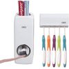 TOWOMO Olet Automatic Toothpaste Dispenser, Toothpaste Squeezing and Tooth Brush Holder Set(5 Brushs Set). White