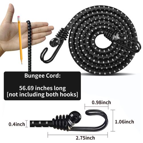 Hlogree 2PCS Car Cover Gust Straps Wind Protector,Bungee Cords Hook Clips Kit Hold Tarp Tie Down from Blowing Off in High Winds-Universal Fit for Most Cars,Sedans,SUVs,Trucks,Vans and More-Black