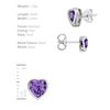 Tuscany Silver Women's Sterling Silver Amethyst Heart Stud Earrings