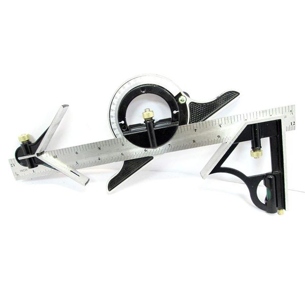 Unibos | Combination Square (12”) | Angle Finder | Protractor Ruler | Adjustable Carpentry Square with Bubble Level | Accurate High-Quality Measuring Tool for Engineer Carpenter