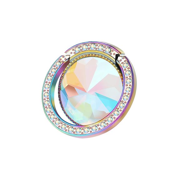 lenoup Iridescent Glitter Bling Bling Phone Ring Holder,Sparkle Phone Ring Artificial Diamond Stand,Rhinestone Cell Phone Finger Ring(Rainbow)