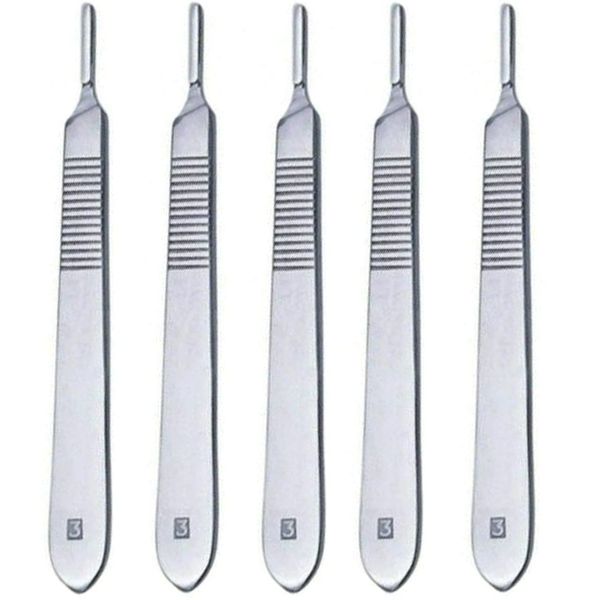 5 Pieces Stainless Steel BP Handle No.3 Scalpel Handles Surgical Sign Craft Card Making Cutter Podiatry Dental Medical Vet Students