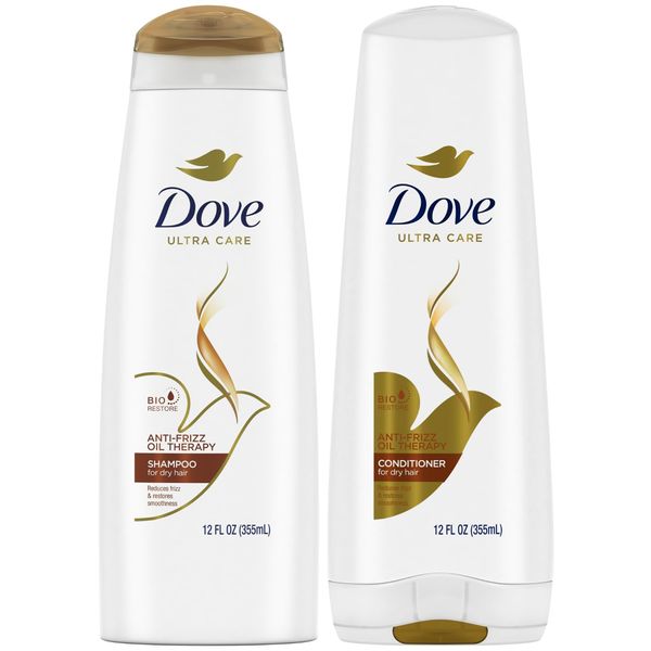 Dove Shampoo and Conditioner Set - Anti-Frizz Oil Therapy with Sweet Almond Oil, Hair Care Products for Women, Dry Hair Treatment, 12 Oz (2 Piece Set)